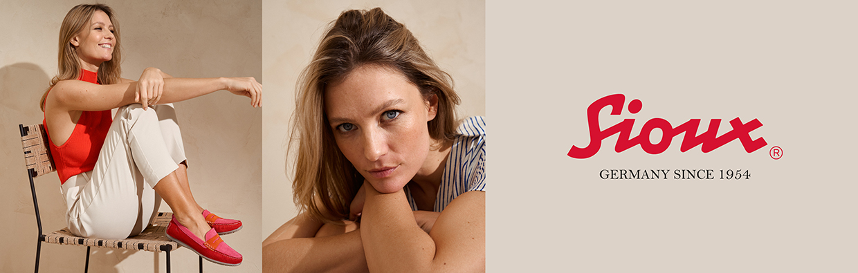 Sioux Logo und eine Frau trägt Mokassins Sioux Logo und eine Frau trägt Mokassins